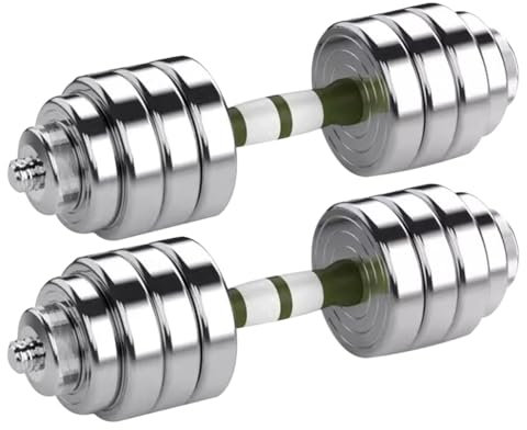 Kurzhanteln Verstellbar 2er Set Reiner Haushaltsstahl Verstellbare Hanteln Für Männer Und Frauen, Fitness Mit Doppeltem Zweck Hantel, Bodybuilding-Trainingsgeräte (Color : Silver, S : 20kg/44lb*2pcs