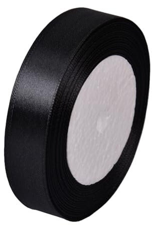 Satinband Schwarz 20mm, 22 Meters Geschenkband Schleifenband Bänder zum Basteln Nähen, Dekoband Stoffband Bänder für Geschenkverpackungen Haarschleifen Dekoration