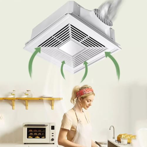 BEOTAY Extractor De Aire 300 * 300Mm,Extractor Baño Silencioso con Válvula Antirretorno,Extractor Cocina para Techo,Ventilador Extractor 320M³/Hora,Panel ABS