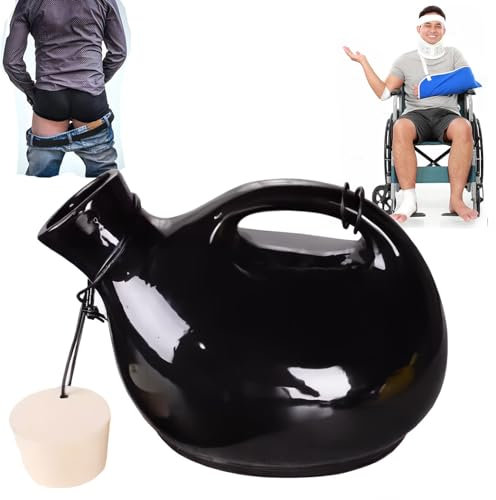 HAILM 2500 Ml Urinflaschen Für Männer, Wiederverwendbare Pinkelflasche Für Männer Mit Deckel, Urinflasche Männer Leichten, Einfach Zu Greifender Griff, Toilette Für Unterwegs (Schwarz)
