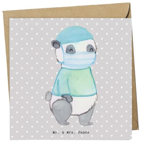 Mr. & Mrs. Panda Glückwunschkarte Chirurg Herz - Geschenk, Krankehaus, faltkarte, Notfallchirurg, Krankenhaus, krank, Klappkarte, OP, doppelkarte, anlasskarte, Grußkarte, Arzt