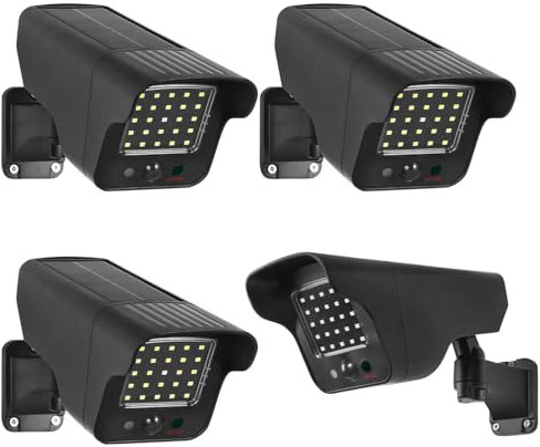 Maclean Solar Kamera-Attrappe mit Bewegungsmelder und LED-Licht | IP Überwachungskamera Attrappe mit Objektiv | IP65 für den Außenbereich | 216/149 Lumen, 6500K | Blinkende rote LED (1 Stück)