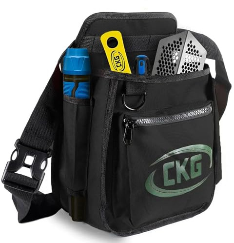 CKG Metal Detecting Finds Bag Waist Digger Pouch Tools Bag for Pinpointer, Metal Detecting Pouch Portable Multifunctional for Metal Detector Accessories, Black