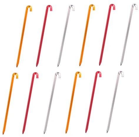 CORHAD 12St Erdnagel bodenanker zeltschnur Spanner Zeltplatz-Ausrüstung-Set Zeltpflöcke campingausrüstungen Set Tipi Camping-Spikes Gartenpfähle Zelthering aus Metall Aluminiumlegierung