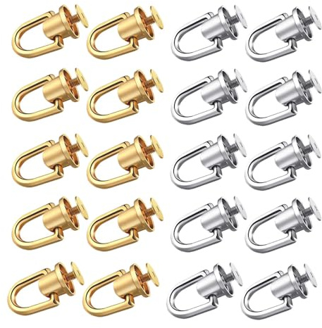 SEIWEI Gold+Argento, Borchie con Sfera e Anello a D: Vite, Testa a Sfera, Bottoni e Chiusura a O per Artigianato in Pelle, Borsa, Decorazione di Scarpe e Progetti Fai da Te