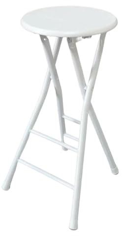 Sgabello alto da bar pieghevole con poggiapiedi, portatile, rotondo, sedia alta da cucina per adulti, ideale per casa, campeggio, negozio e sala giochi, colore naturale, dimensioni 80 cm.