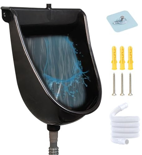 XJKLBYQ Waterless Urinal with Hose,UV Resistant Outside Urinal,Outdoor Plastic Urinals,Splashproof Urinals,Heavy Duty Anti-clogging Wall Mount Outdoor Urinal for Backyard Garage