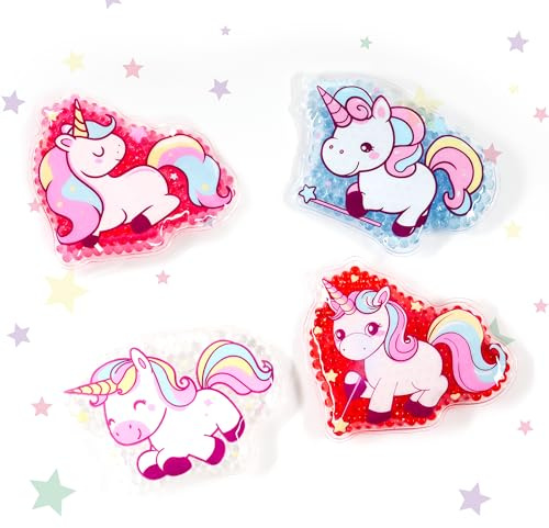 TollesfürKinder Kühlpack Einhorn 4er Set - Kühlbeutel und Kühlpads zur Schmerzlinderung bei Bauchschmerzen & Zahnschmerzen