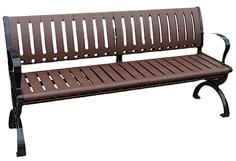 Outdoor-Parkbank mit Gusseisen-Rahmen und robustem Kunststoff-Holzsitz, Metallstuhl für Garten, Terrasse, Terrasse und Pool (150 x 40 x 72 cm)
