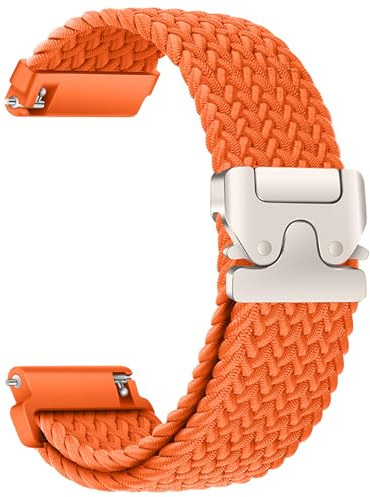 SumRioo 22 mm armband för Garmin Venu 3/2/Forerunner 570 47 mm/265/265 Music/255 Music/Vivoactive 4, nylon flätat klockarmband för Huawei Watch 5/GT 5 Pro/GT 5/4/3/2/1 (46 mm), orange