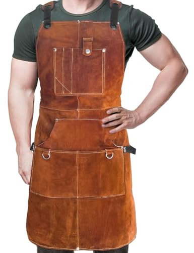 NJTHNTJR Delantal de Taller con Bolsillo para Herramientas, Delantal de Trabajo de Madera Resistente para Hombre para Herrero, Carpintero M-XXL