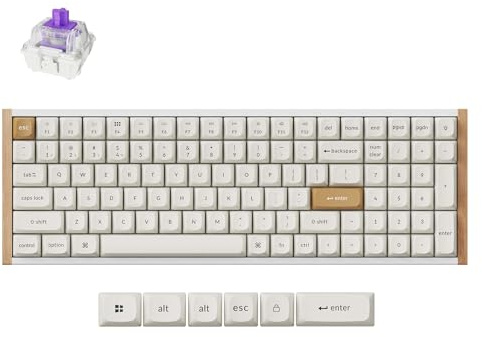 Keychron K4 HE QMK Wireless Gaming Custom Mechanical Keyboard, US ANSI Bluetooth/Wired 96% Layout Hot-Swappable Programmable RGB Backlit Gateron Magnetic Switches for Mac Windows, Wood Frame-White