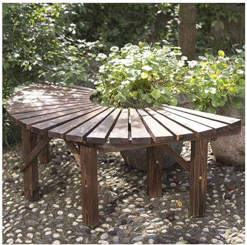 Gartenbank aus Holz, halbrunde Baumbank für den Garten, Sitzmöbel für den Außenbereich, Sitzbank für die Terrasse im Hof, Rundum-Sitz, Loungesessel für die Familie, Sitzgelegenheit auf der T