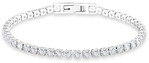 KRKC Damen Armband, 2/3/4/5mm Edelstahl Tennis Armband, Länge 16,5-19cm | 5A Zirkonia, 14K Gold Vergoldet, Nickel-frei Rostfrei Armkette Schmuck Geschenk für Frauen Geburtstag Muttertag