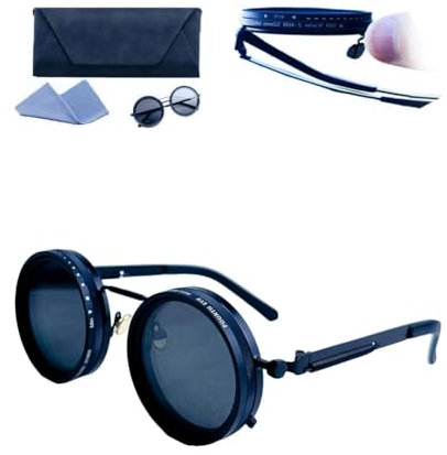 Occhiali da sole regolabili, occhiali da sole polarizzati regolabili a 1-9 ingranaggi con lenti con filtro ND, lenti rotonde nere per uomini e donne, protezione UV per guida, pesca e uso all'aperto