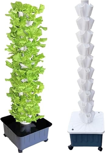 Juego de torre hidropónica de 15 pisos, 45 agujeros, para jardín, cultivo hidropónico, torre vertical, invernadero, sistema de cultivo hidropónico, color blanco