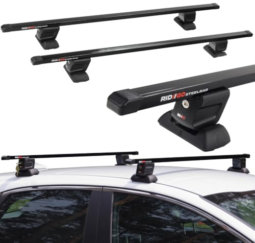 RIDIGO STEELBAR Barre de Toit pour Peugeot 307 1 I 3/5-P 2001-2008 | Acier, 75 kg de charge max, points de fixation, Noir