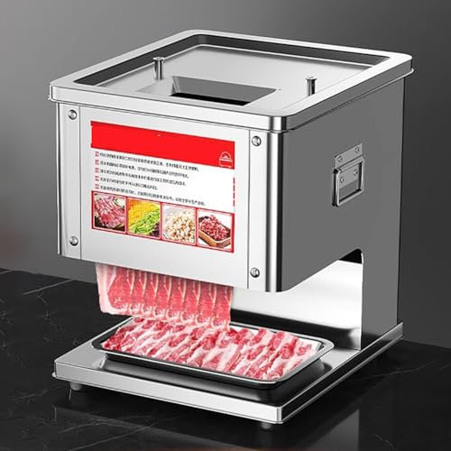 TT-YEC Stainless Steel Beef And Mutton Slicer, Commercial Electric Food Meat Slicer, Detachable And Adjustable Slice Thickness, with 7 Types of Knives, Cooked Food Cutting Machine,15mm knife