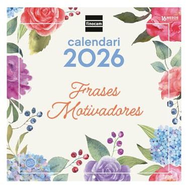Finocam - Calendrier mural 2026 30 x 30 cm avec vue mois janvier - décembre 2026 + sept. - Déc. 2025 (4 mois) réduits | Calendrier 2026 | Images phrases motivantes - Catalan