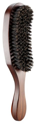 WOFASHPURET Bartbürste mit natürlichen Wildschweinborsten, tragbares Styling-Werkzeug für Männer zum Formen und Massieren von Gesichtshaar, fördert gesundes Wachstum und peelt die Haut