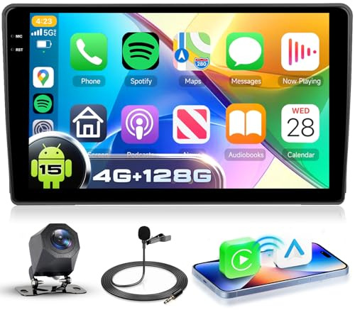 VECHTEL 4G+128G Android 15 Radio Coche para Ford Transit 2009-2016/Ford Focus 2005-2008, 9 Pulg. In-Cell HD Pantalla Táctil con Carplay Android Auto Inalámbrico GPS Wi-Fi USB Bluetooth FM RDS Cámara