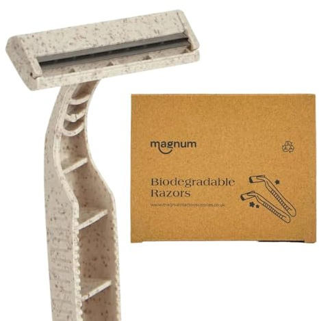 Magnum Tattoo Supplies Rasoi biodegradabili – Eco Friendly usa e getta doppia lama rasoi di carta per uomini e donne – Tattoo Essentials – 50 pezzi