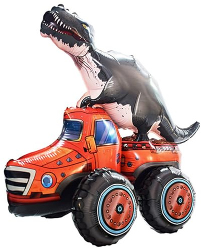 Gleemix 3D Dino Luftballon Truck, XXL Dinosaurier Ballon Auto, Dino Folienballon Geburtstag Monstertruck, für Truck Party Decoration, Kindergeburtstage Party, Deko Fotobox Requisiten, Foto Requisiten
