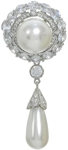 Broche de perlas vintage de lujo para mujer, elegante diseño minimalista, accesorio de regalo