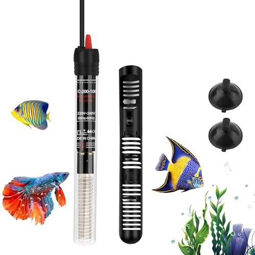 LWMTT Aquarium Heizung 40-100L,Aquarium Heizstab 100W,Temperatur Einsatellbar,Aquarium Heizer mit Kontrollleuchte Saugnäpfen Schutzhülle Aquariumheizer für Aquarien Fischtanks, 20-34°C, 100W