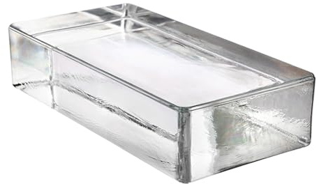 Seves Glass Block | American Vetropieno Glass Brick | Clear Rettangoloare Neutro Finish | Solid Glass for Modern Interiors | Natural Light & Privacy | 7.67 x 2.25 x 3.67 Inches | Creative Design