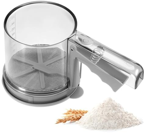 Dulynva Setaccio Farina in Acciaio Inox Doppio Spargi Zucchero a Velo Setaccio a Una Mano Colino Cucina 350g setaccio per Farina con Manico per Decorazione caffè Farina Cacao Spezie