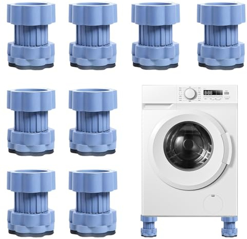 Piedini Antivibrazione Lavatrice, 8 Pezzi Piedini per Lavatrice, Piedini Lavatrice Antivibrazione, Set Tappetino Per Lavatrice, Tappeto Lavatrice Antivibrazione, per Lavatrici e Asciugatrici
