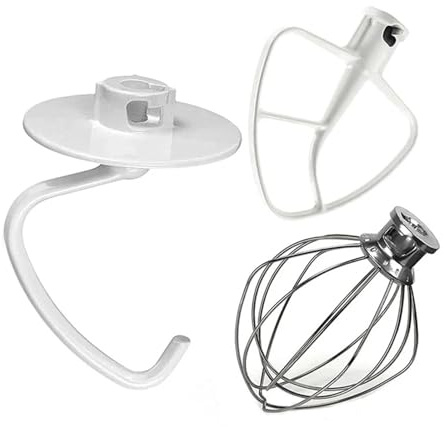 3 pezzi di attacco a paletta, gancio for impastare, frusta a filo, impastatrice piatta, compatibile con KitchenAid, robot da cucina con testa inclinabile da 4,5-5 litri, adatto for K45B/K5THCB/K5THBS