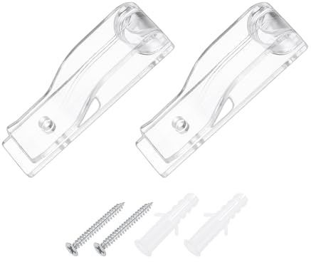 QUARKZMAN 2 Piezas 60x17.5mm Sujetador Cadena Y Cordón para Persianas, Gancho Fijación P para Cortinas, Dispositivo Tensión Cadena con Tornillos, Estores Romanos, Transparente