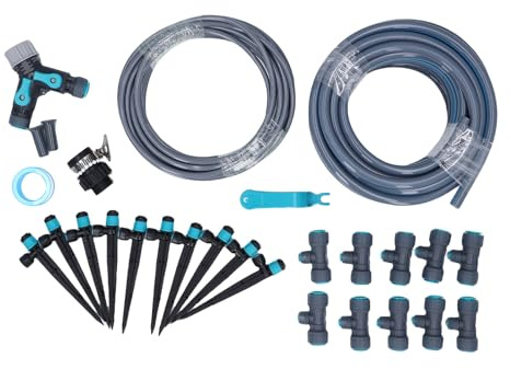 Acouto Kit D'irrigation Goutte à Goutte, Buse de Pulvérisation Réglable, Système D'arrosage des Plantes pour Pelouse, Jardin, Serre