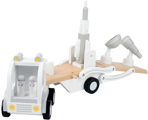LKW-Spielzeug für Autos, Transportmodell für Rakete aus Holz, zerlegbar, Spielzeug-LKW für den Transport von Autos, für und Mädchen, BAU- und Spielfahrzeuge