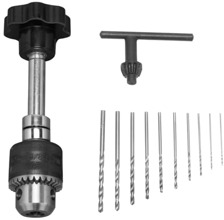 JECOMPRIS Kit Trapano a Mano per Gioielli 0,5-6,5 Mm 10 Punte da Trapano Nere, Utensile Manuale Compatto per Lavorazione Legno e Perline Bodhi, Strumenti Precisi per Foratura Artigianale