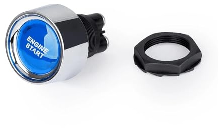 Interruttore di Accensione Pulsante di avviamento del motore dell'auto 50A Interruttore senza chiave DC 12V/24V Pulsante avviamento piccolo da corsa Interruttori di accensione(Blue)