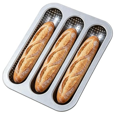 Teglia Per Baguette Forata Antiaderente, Prestazioni Di Cottura Uniformi, 25,5x32 Cm, Teglia Per Pane Francese, Vassoio Per Baguette, Utensile Da Cucina Affidabile, Per Cucina Domestica Ristorante App