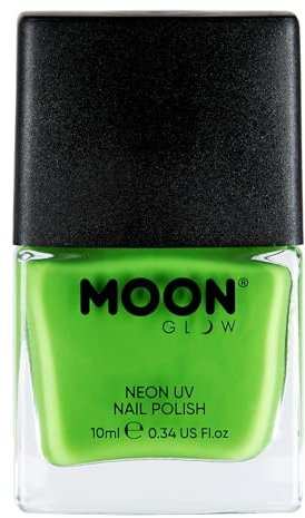 Neon UV Nail Polish by Moon Glow - Intense Green - Bright Neon Nail Varnish - Glows under UV - 10ml