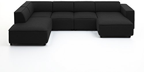 Atlantic Home Collection Wohnlandschaft/Ecksofa Bulky, Récamière Links, Anthrazit, 195x324x70 cm