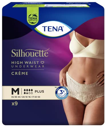 Tena Silhouette Plus Creme Incontinence Pants Medium, 9 Pack