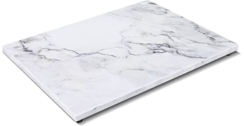 Flexzion Planche à pâtisserie en marbre avec pieds en caoutchouc antidérapants, blanc, 30.5x40.6 cm, antiadhésive, servir des couverts pour les fêtes, la cuisine
