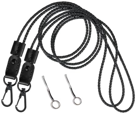 aolaso Lanyard für ID-Badges, Leder 2 PCS Hals Lanyard Schlüsselanhänger für Männer Frauen Büro einstellbare Halskette Lanyard mit Metallverschluss