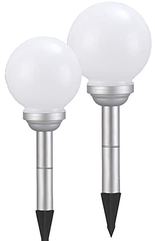 Solar-Kugel-Dekoleuchte OLA D: 15+20cm Garten Dekokugel mit Erdspieß Solar-Erdspießleuchte Boden-Wege-Deko-Lampe (Drm. 15 + 20cm)