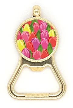 Acuarela flor tulipán cerveza botella tapa abridor acero inoxidable llavero