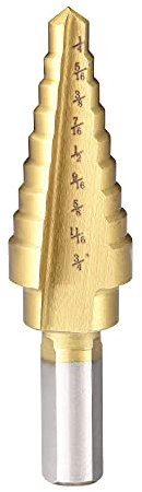 sourcing map Paso Taladro HSS4241 1/4 a 3/4 9 Tamaños Rectos Flautas Vástago Triangular para Metal Madera Plástico