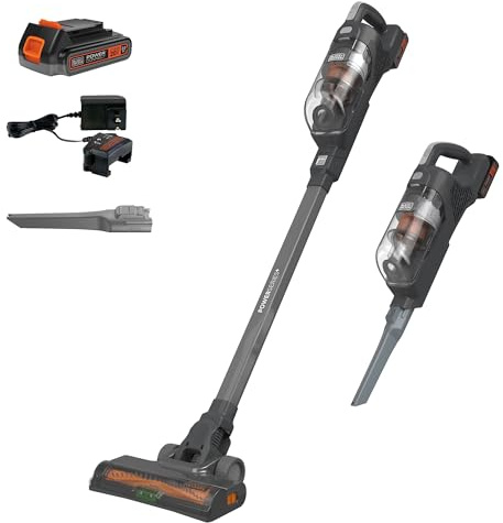 BLACK+DECKER POWERSERIES 20V MAX Cordless Stick Vacuum Cleaner, Household Vacuum Cleaners for Hardwood Floors and Carpet, LED Lights, Detachable, Anti-Tangle, Lightweight, Bagless (BHFEA18D1)
