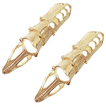 Punk Armor Rings Knuckle Joint Full Finger Double Loop Ring for Men Women Party Gifts Halloween Accessories, Metal, metal