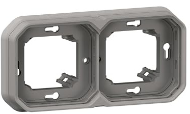 plaque d'encastrement - 2 postes - horizontal ou vertical - gris - legrand plexo 069683l